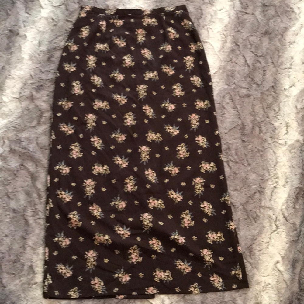 Gap Brown Floral Full Length Skirt Sz 8